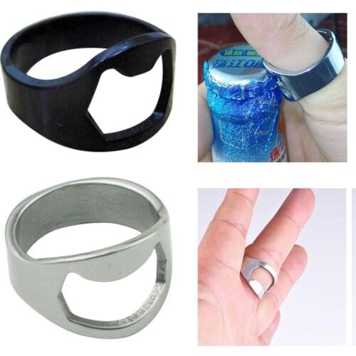 Unique Creative Versatile Stainless Steel Finger Ring Ring-shape Beer Bottle Opener Lid Opener Portable Wine Opener