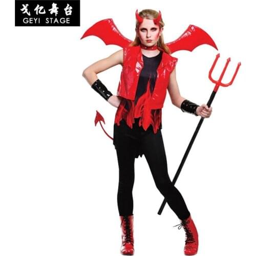 Cosplay Film Halloween Party Clothing Devil Ghost Fire Kid Red Angel of Hell Fire Halloween Costumes for Girl Boy
