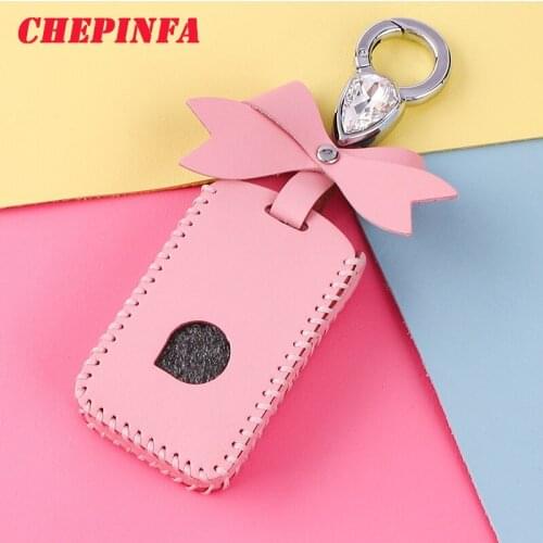 CHEPINFA Leather Car Key Cover Case For Volvo XC60 S90 XC90 V90 XC40 key shell buckle V60 aluminum alloy key case