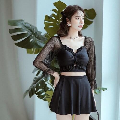 Korean Sexy Solid Bikini Set Swimsuit Women Push Up Swimwear Two Pieces Beachwear Halter Bikini Bathing Suit Beach Swimskirt