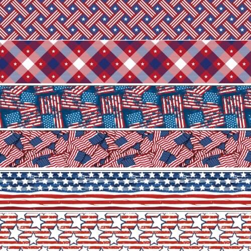 50 Yards Various Sizes 4th Of July Printed Gross Grain Ribbon For Hair Accessories DIY Crafts Hand Made Y2021041702