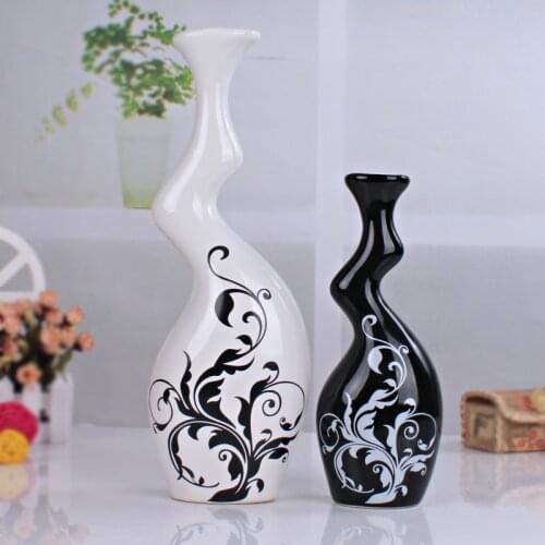 Jingdezhen Fashion Modern Crafts black white glazed ceramic porcelain vase for home decoration