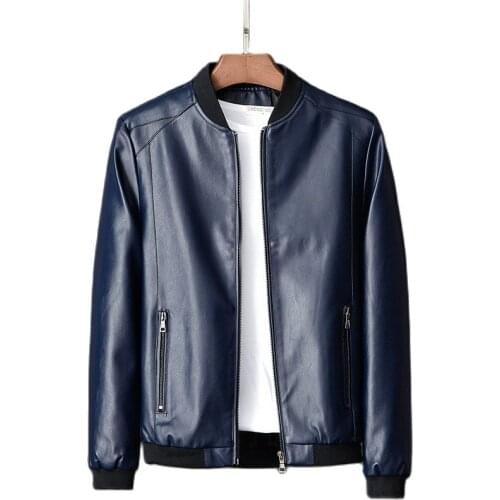 ANSZKTN Multi side pockets faux leather Jackets Zipper Black Collar plus size 6XL 7XL 8XL Men Motorcycle PU Leather Jacket