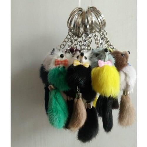 Mink fur fox pendant luggage car phone pendant plush doll fur ball creative gift key chain