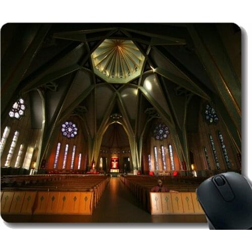 Mouse Pad Non-Skid Natural Rubber Rectangle Mouse Pads,Belief Faith Notre-Dame-Du-Cap Basilica Rubber Mousepad Stitched Border