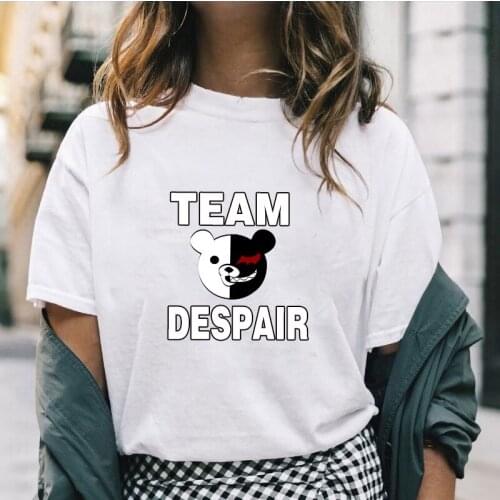 2021 New Style Danganronpa Monokuma T-shirt Japan Anime Team Despair Team Hope Printed Tops Cartoon Cotton Loose Fashion Tee