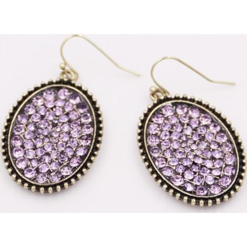 New Fashion Pave Crystal Designer Inspired Anti Gold Heavy Tear Medium Oval Drop Earrings For Women