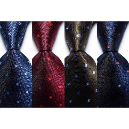 New Fashion Plaid Tie Mens 8cm Silk Necktie Set Red Blue Brown JACQUARD WOVEN 100% Silk Mens Tie Necktie