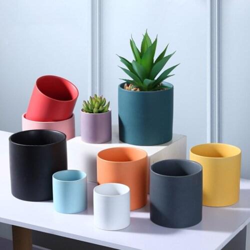 Wholesale Minimalist Ceramic Flower Pots Multicolor Succulent Flowerpots Planter Fairy Garden Decoration Accessories Ornament