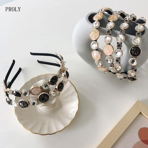 PROLY New Fashion Spring Headband For Women Rhinestone Baroque Hairband Fresh Individuality Turban Hair Accessories