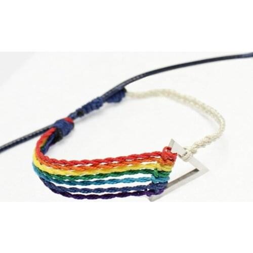 Rainbow Wax Cord Bracelet | Woven Rainbow bracelet with triangle| Friendship Bracelet | Happy gift | Feel good