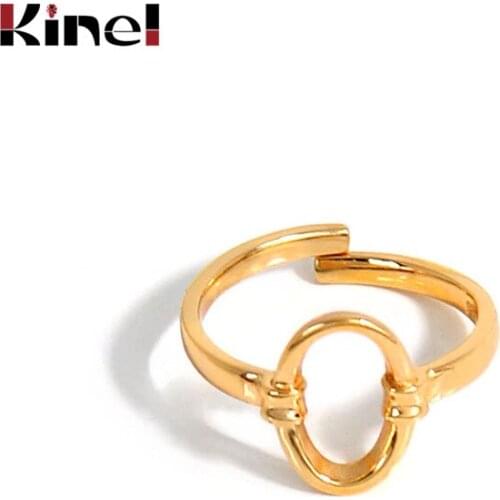 Kinel 925 Sterling Silver Rings For Women Vintage Party 18K Gold Geometry Interweave Ring 925 Silver Fine Jewelry