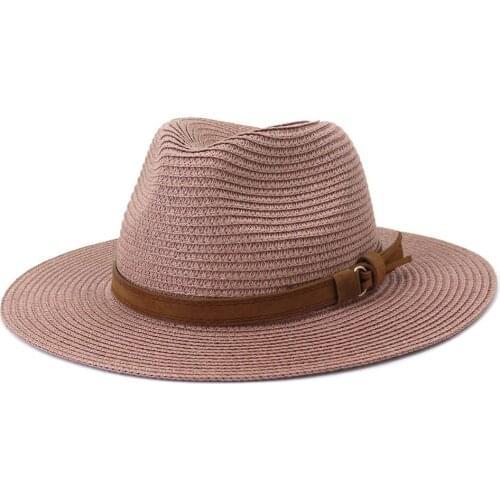 Summer Sun Hats for Women Beach Straw Hat For Men UV Protection Cap Panama Hat Chapeau Femme MZ39