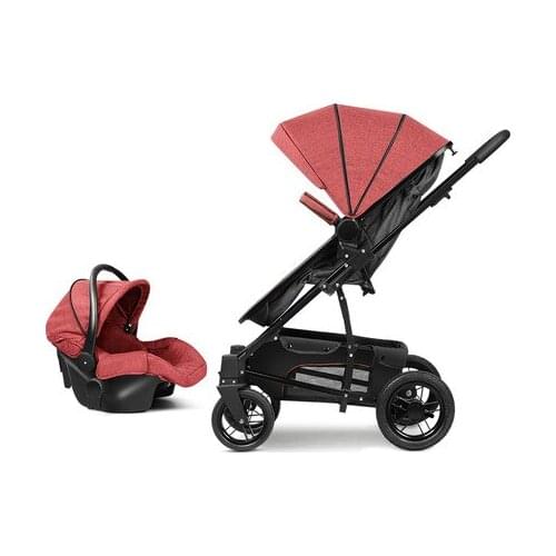 Sitting and Lying Pram High Landscape Baby Stroller Bassinet with Car Seat Carry Cot Dual-purpose Baby Carriage