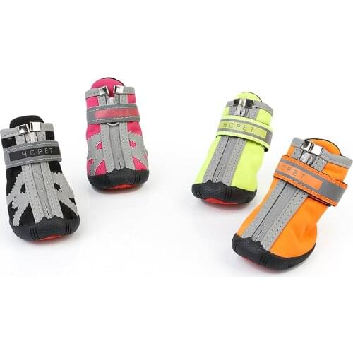 4Pcs/set Reflective Pet Dog Shoes Outdoor Waterproof Rain Shoes Boots Socks Small Dogs Wear resistant Anti-slip Footwear Zipper
