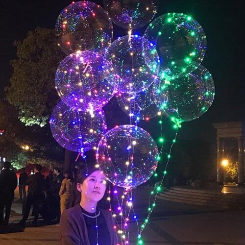 18 Inch LED Luminous Balloon Transparent Round Bubble Birthday Party Wedding Decoration LED Bubble Balloon Baby Shower Kids Toy