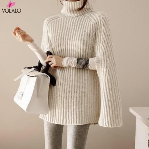 Oversize Sweater Fashion Cloak Winter Women Poncho Batwing Knitted Ladies Turtleneck Sexy Plus Size Fall Loose Europe America