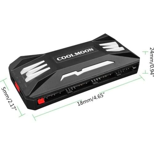 H7JF COOLMOON ARGB Fan Intelligent Controller PC Cooling Chassis Silent Fan Hub for Connecting/Sync to Motherboard Set