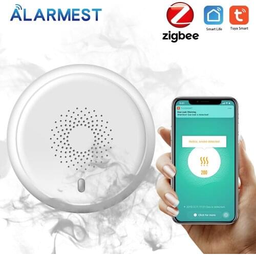 ALARMEST Tuya Zigbee Smoke Detector fire alarm Smoke Sensor Highly Sensitive fire alarm system Power by Tuya
