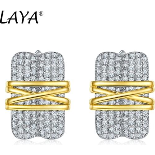 925 Sterling Silver Fashion Retro Light Gold Multi-Line High Quality Zirconia Earrings Gift For Womens Party Exquisite Jewelry