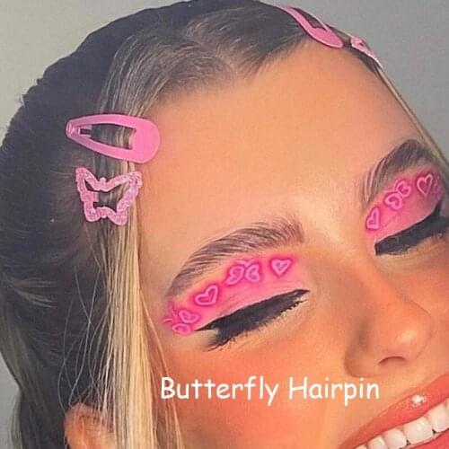 2000s Aesthetic 12pcs Rainbow Butterfly Star Hair Clips for Women Y2K Accessories Fashion Harajuku Hair Accessories Egirl Style