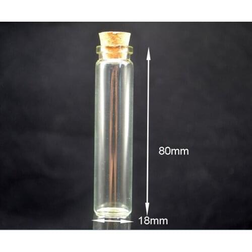 100pcs/lot Transparent 18*80mm 13ML wishing glass bottles sample jars diy jewelry finding craft with wooden cork stopper Gift