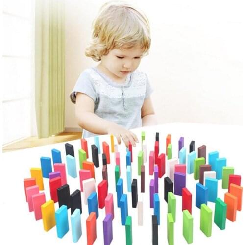 120Pcs/Set Colorful Dominoes Wooden Blocks Children Early Educational Play Toy