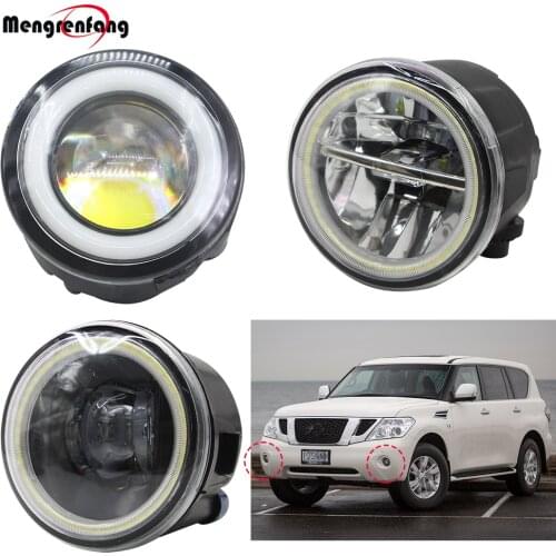 2 X Car Fog Light H11 LED Halo Ring Angel Eye Daytime Running Light 12V Styling For Nissan Patrol 3/III Y62 2010-2015