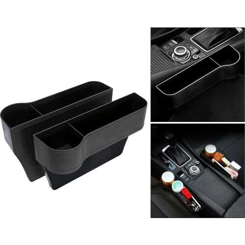2Pcs SUV Auto Car Seat Gap Catcher Organiser Pocket w/Cup Holder Black