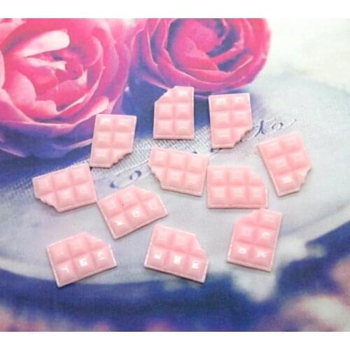 20Pcs Resin Pink Chocolate Cookies Crafts Flatback Cabochon Scrapbooking Decorations Fit Hair Clips Embellishments Beads Diy