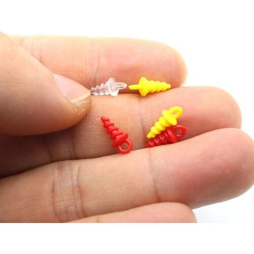 200PCS Carp Fishing Boilies Bait Screw Carp Fishing Accessories D-Rig Chod Rig Terminal Tackle Bait Holder Plastic Bait Screw Po