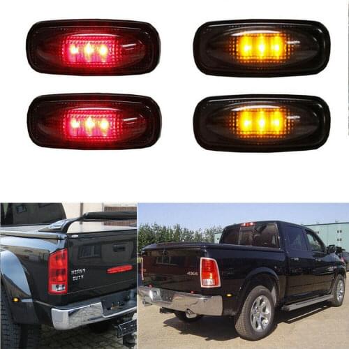 4x Smoke Yellow+Red LED Side Fender Marker Lights FOR 03-09 DODGE RAM 3500