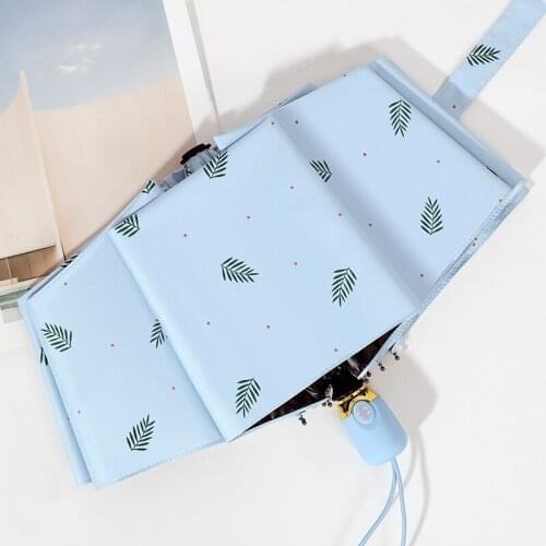 INS Plant Grass&Leaf Pattern Automatic Umbrella Fold Women Men UV Rainproof Umbrella Parasol Rain Sun Umbrellas