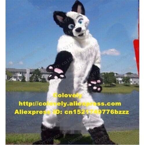 White Long Fur Furry Fox Wolf Husky Dog Fursuit Mascot Costume Adult Cartoon Character Suit Company Celebration Hotel Pub zz7592