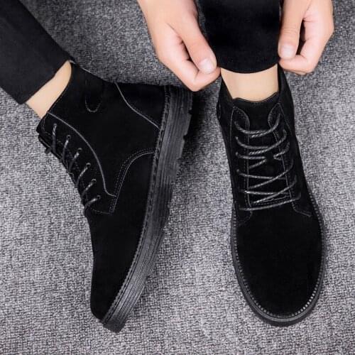 2020 new black mens autumn and winter shoes fashion mens winter boots ankle warm snow boots mens casual snow shoes men
