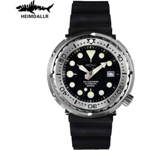 Heimdallr Mens Tuna Steel Dive Watch Sapphire Crystal C3 Luminous 20ATM Water Resistance Japan NH35A Automatic Mechanical Watch