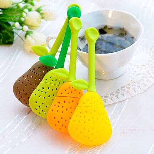 Tea Ball 1Pcs Leaf Tea Strainer Random Color Filter Tea Device Tea Infuser Silicone Pear Shape For Brewing Kitchen Tools