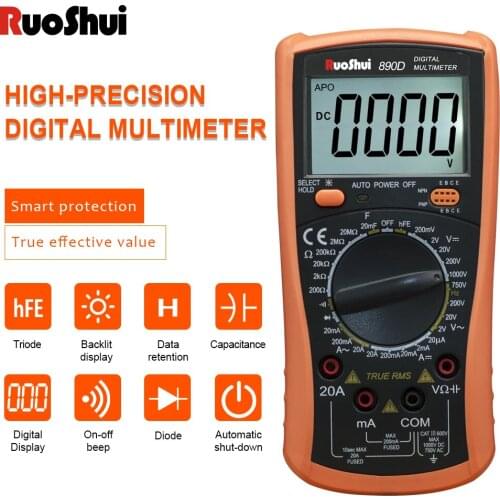 RuoShui 890D Digital Multimeter High-precision multitester digital display backlight automatic shutdown 20000UF with true RMS