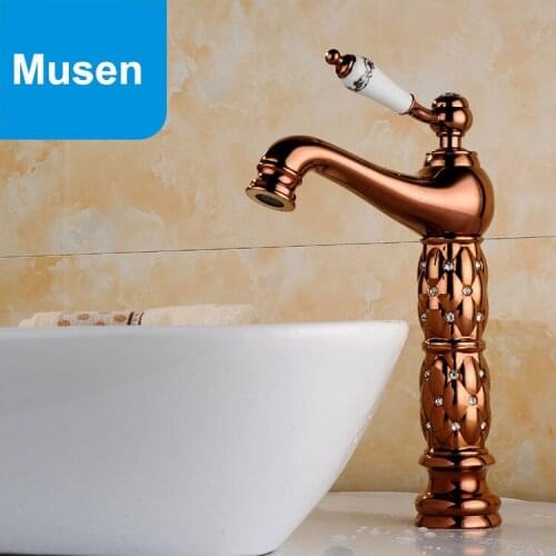 Europe Golden With Diamante Antique Sink Tap Counter Basin Faucet For Bathroom