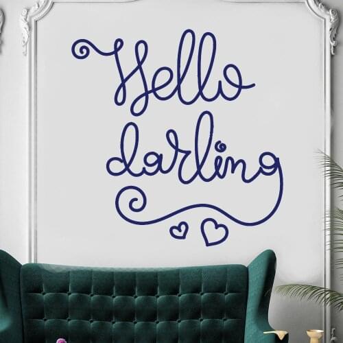 Romantic Wall Stickers Hello Darling Quotes Murals Decals Removable Vinyl Bedroom Livingroom Poster Decoration Wallpaper RU2435