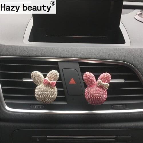 Hazy beauty New Handmade Smiling face bow rabbit car perfume Decorative perfume for air conditioner outlet Car-styling