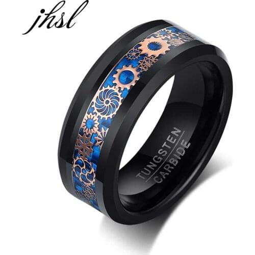 JHSL High Quality Tungsten Jewelry Man Male Fashion Men Rings Black Anniversary Christmas Gift Size 7 8 9 10 11 12