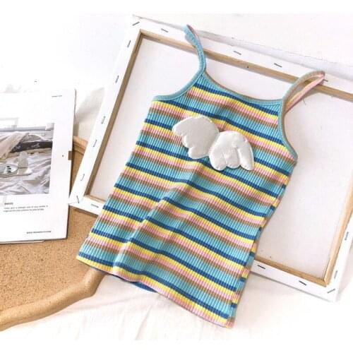 Summer 2020 Casual Striped Top Cartoon Clothes High Quality Fashion Top For Girls