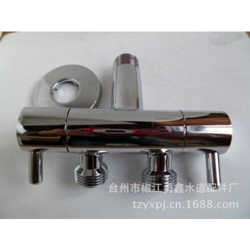 Full copper tee angle valve into the two out of three double water dual switch toilet rinse spray gun multi - function