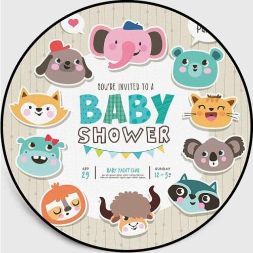 Cute cartoon zoo party round carpet children livingroom bedroom rug climbed play rug chair cushion soft kid room tapete gift