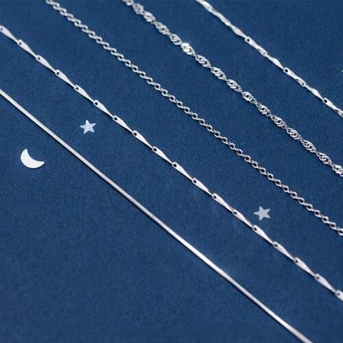 MloveAcc Classic Basic Chain 100% 925 Sterling Silver Lobster Clasp Necklace Chain Fashion Jewelry