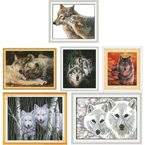 Life of A Wolf Cross Stitch Kits 11CT14CT Animals Printed Patterns Crafts Chinese Needleworks DMC Counted Embroidery Accessories