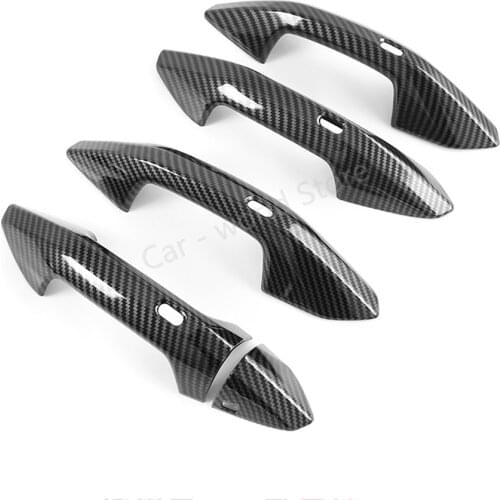 For Audi A3 Exterior Door Handles Cover Carbon Fiber Style Car Door Handle Trims Fit audi A3 2021 car Exterior Accessories