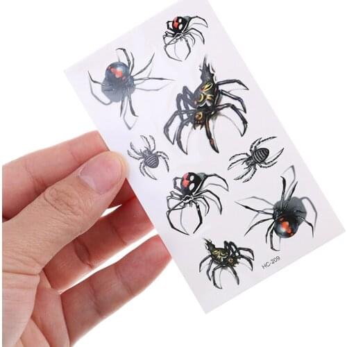 Sticker Halloween Realistic Blood Injury Scar Spider OWL Fake Tattoo Sticker 1Pcs Cool Man Spider Waterproof Temporary Tattoo