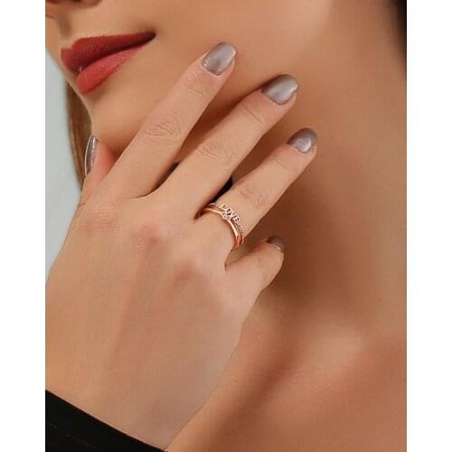 New Korean Version Of The Double-Layer Love Super Flashing Love Open Ring Fashion Simple Geometric Letter Ring Bracelet Female